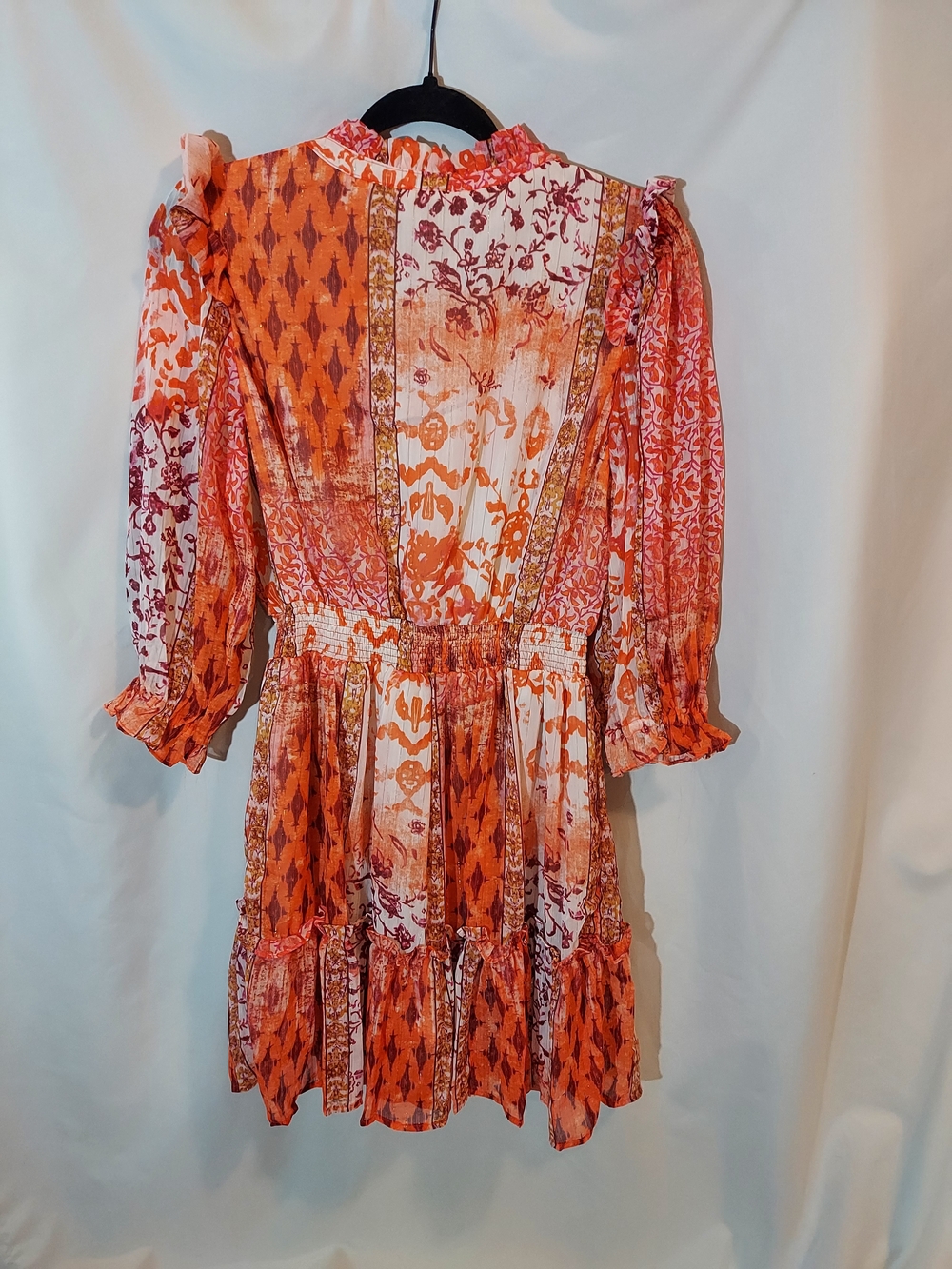NWT Umgee Rust Multi Floral Ruffle Mini Dress - M - Picture 2 of 9